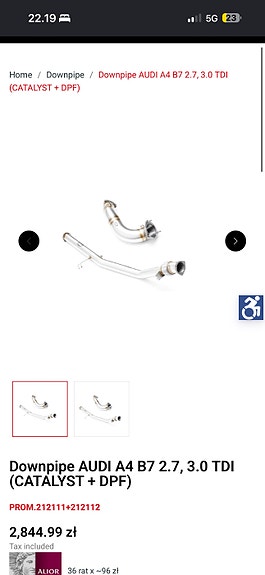 audi a4 b7 3.0 tdi asb downpipe 3”