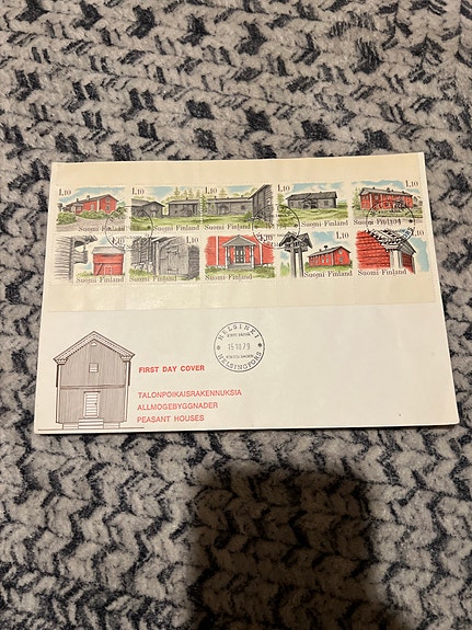 Suomi postimerkki FDC-kuori talonpoikaistalot