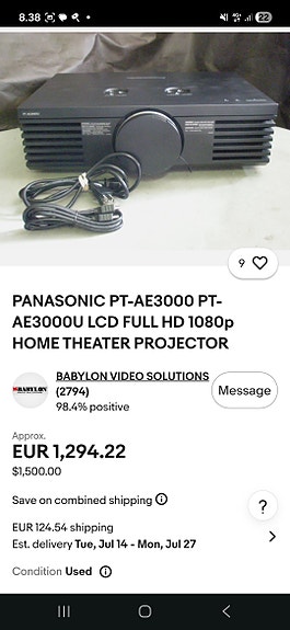 Panasonic PT-AE3000U Full HD -videoprojektori