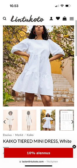 Kaiko Tiered Mini Dress, white