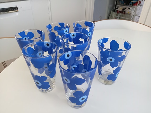 Unikko juomalasit sininen