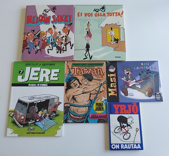 Vanhoja sarjakuvia ja pilapiirroskirjoja (Masi, Tarzan, Jere, Kari...)