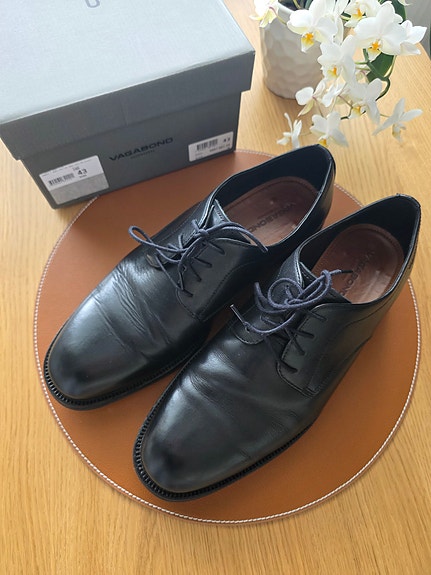 Vagabond Mario Black Leather Derby Shoes, Size 43