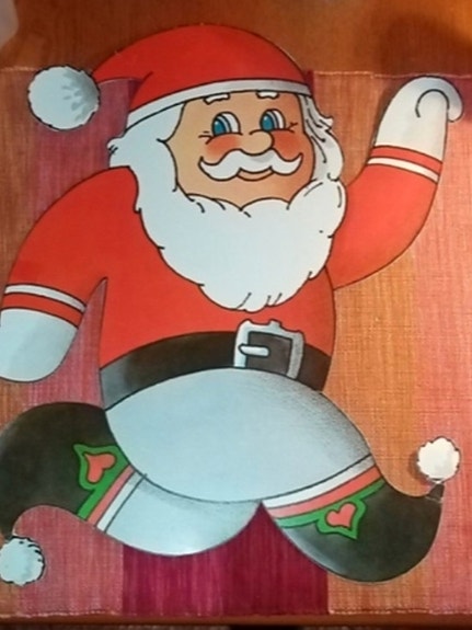 Joulupukki tonttu kaupan vanha kyltti