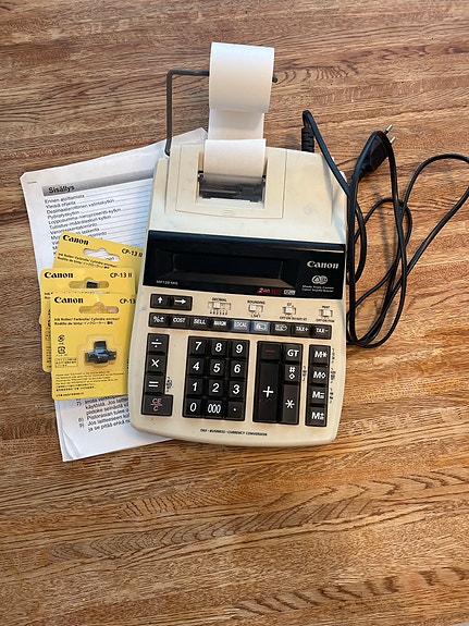 Canon MP120-MG tulostava pöytälaskin + 3 kpl mustepatruunat