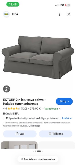 EKTORP 2:n istuttava sohva