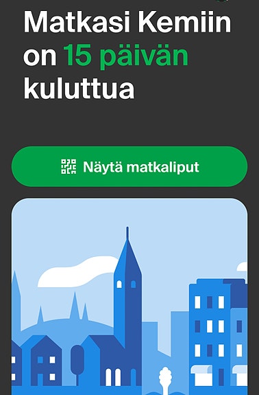 Menopaluu junaliput Viiala-Kemi-Kemi-Lempäälä