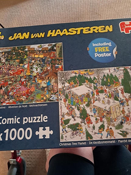 Jan van Haasteren Christmas Dinner ja Christmas Tree Market 2x 1000 palapeli