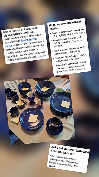 Iittala koboltinsiniset astiat ja lasit