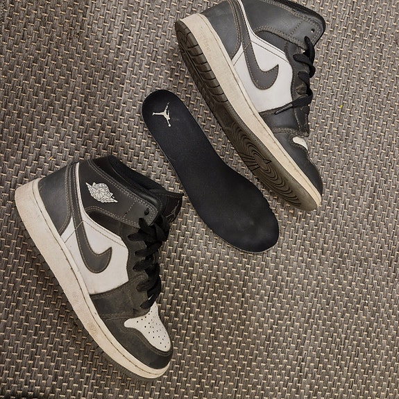 Nike Air Jordan 1 Mid Black White Iron Grey