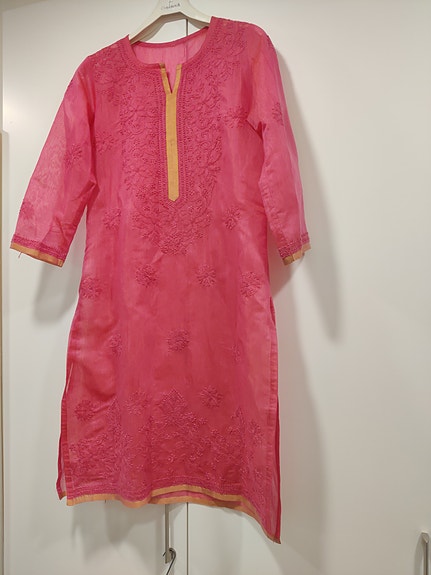 Intialainen kurta-tunika, pinkki, koko S
