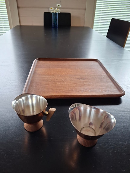 Backman teak tarjotin, kermakko ja sokerikko
