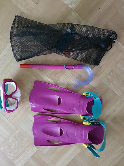 Lasten uimaräpylät, snorkkeli ja maski setti