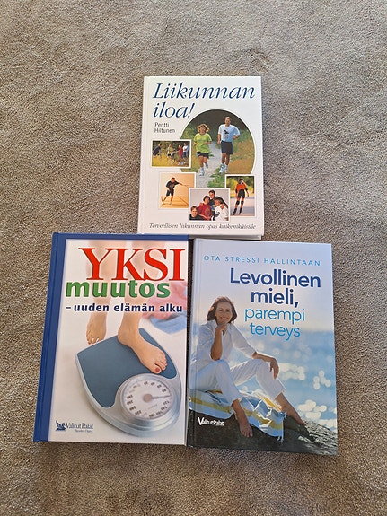 3 kpl hyvinvointiin liittyviä kirjoja edullisesti
