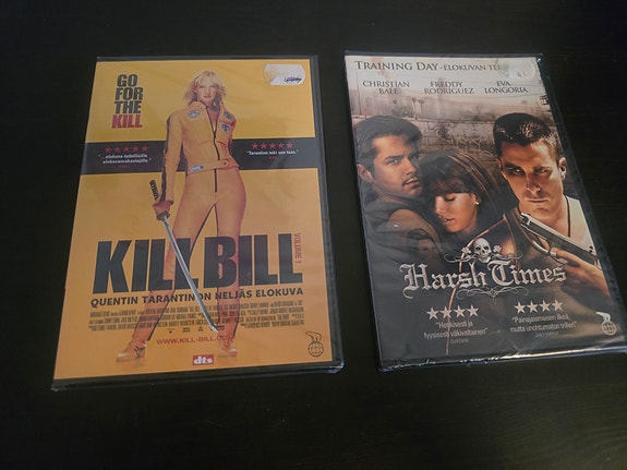 Kill Bill ja Harsh Times DVD-elokuvat