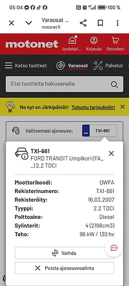 Ford Transit 2.2 TDCi QWFA moottori + vaihteisto + vetoakselit