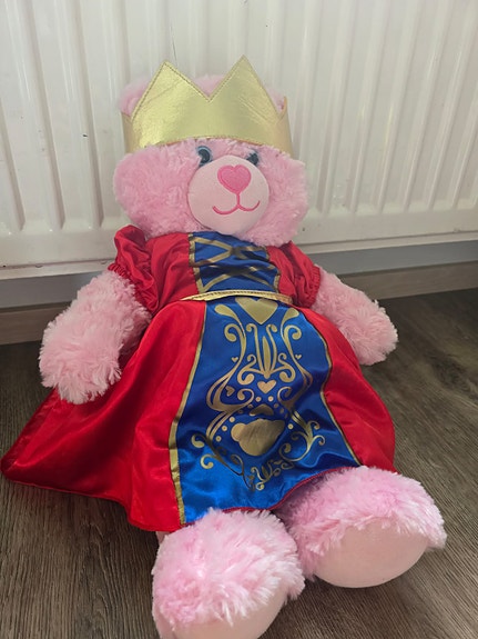 a pink teddy bear from the Build-A-Bear Workshop
