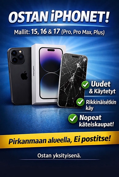 O:Apple  Iphone 15–17 (Pro, Pro Max, Plus) – Kkaupat Pirkanmaalla