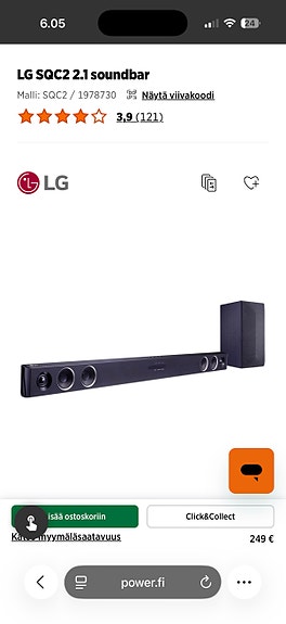 LG soundbar ja subwoofer
