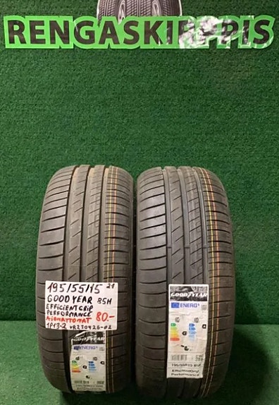 2kpl 195/55R15 Goodyear EfficientGrip Performance 85H kesä ajamattomat
