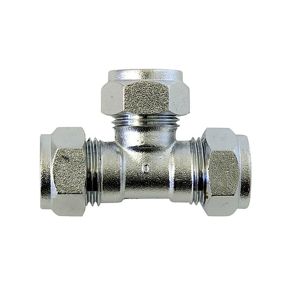 Puserrus T-liitin 10 mm kromattu