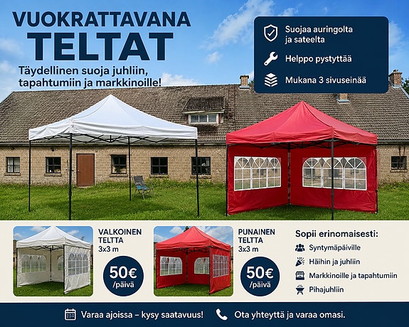 Uuden karheat teltat vuokralle