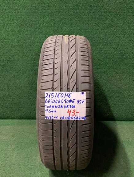 1kpl 215/60R16 Bridgestone Turanza ER300 95V kesä 4,5mm