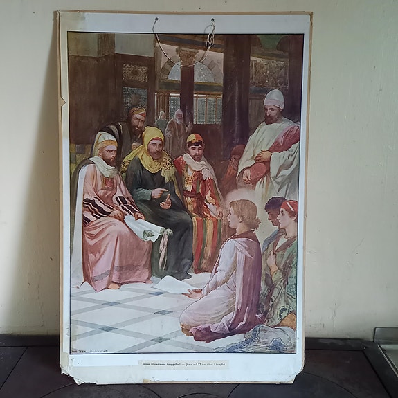 Vanha koulutaulu, "Jeesus 12-vuotiaana temppelissä"