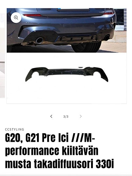 BMW takapuskurin diffuusori musta g20 G21