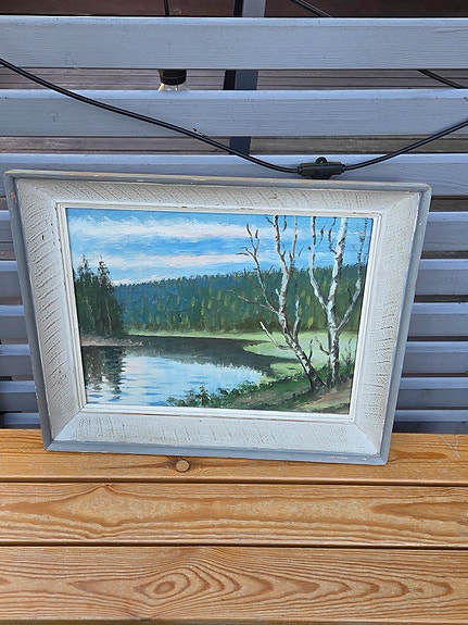 Maisemamaalaus järvimaisema taulu