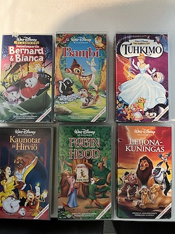 6 kpl Walt Disney lasten vhs elokuvapaketti