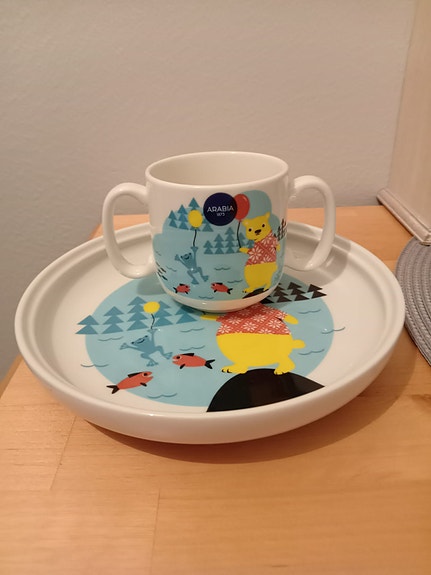 Arabia Lysti lasten lautanen+muki setti