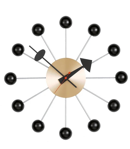 Vitra Ball Clock seinäkello, musta - messinki