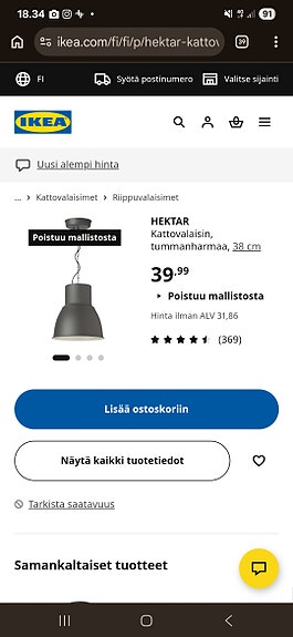 Ikea Hektar kattovalaisin