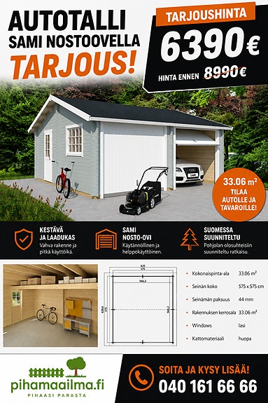 autotalli 2 autolle