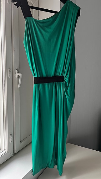 Max Mara Studio vihreä yhden olkapään mekko L Made in Italy
