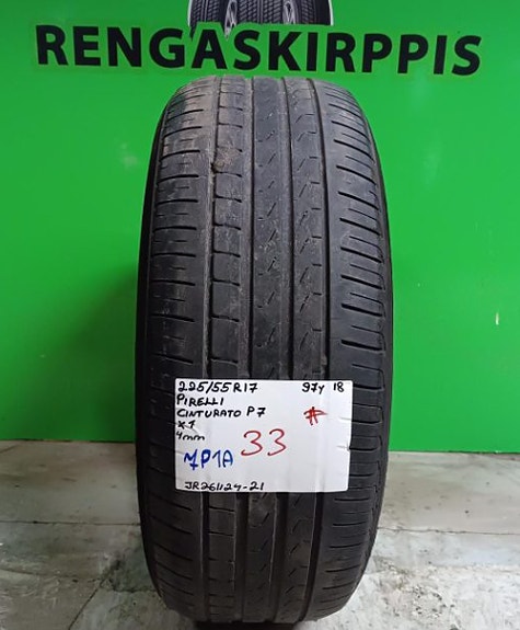 1kpl 225/55R17 Pirelli Cinturato P7 97Y kesä 4mm