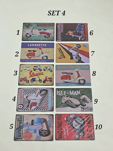 Lambretta ja Vespa retro metallikyltit skootteri-aihe