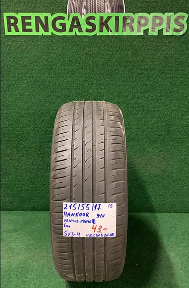 1kpl 215/55R17 Hankook Ventus Prime 2 94V kesä 6mm