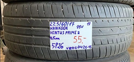 1kpl 225/60R17 Hankook Ventus Prime 2 99H kesä 4,5mm