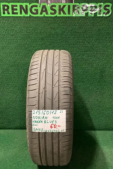 1kpl 215/60R17 Nokian Hakka Blue 3 100H kesä 6mm