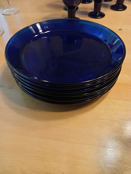 Iittala siniset lasilautaset