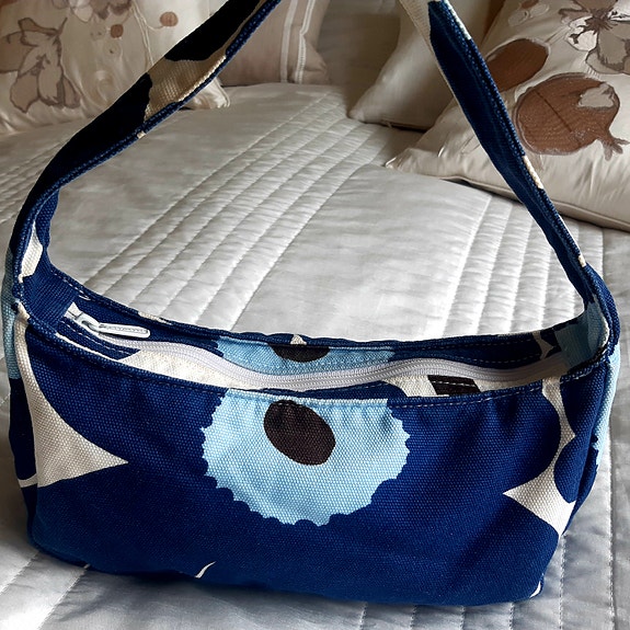 Marimekko, sininen Unikko, laukku