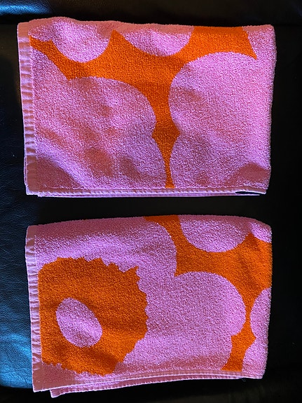 Marimekko Unikko käsipyyhkeet oranssi–vaaleanpunainen
