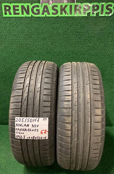 1kpl 205/50R17 Nokian Hakka Blue 2 93V kesä 5-6mm