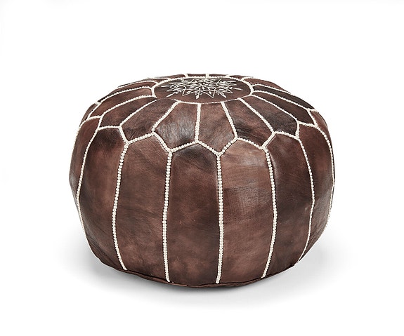 Marokkolainen nahkarahi (Pouf) TUMMANRUSKEA
