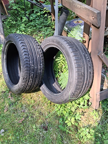 2 rengasta Dunlop ja Semperit