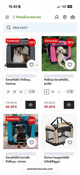 O: kevythäkki koiralle