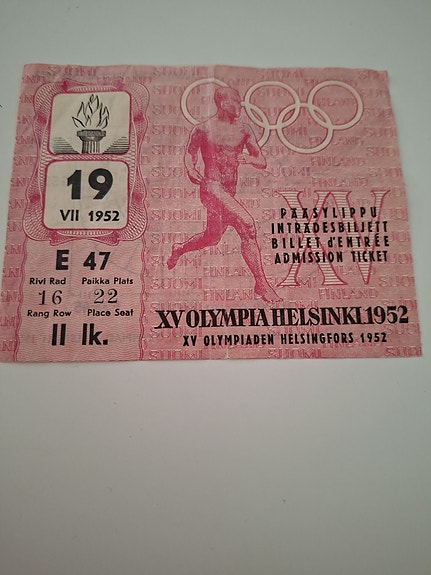 Helsinki 1952 olympialippu ja kangasmerkki