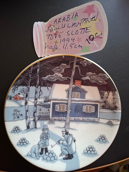 Arabia Joululautanen Tove Slotte 1994 Ø 11,5 cm